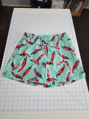 George Swim Shorts with Red Chili Pepper Print